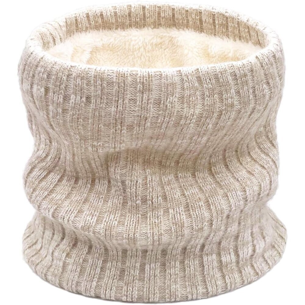 Men's Beige Winter Thermal Fleece Neck Warmer Windproof Face Cover Ski Mask